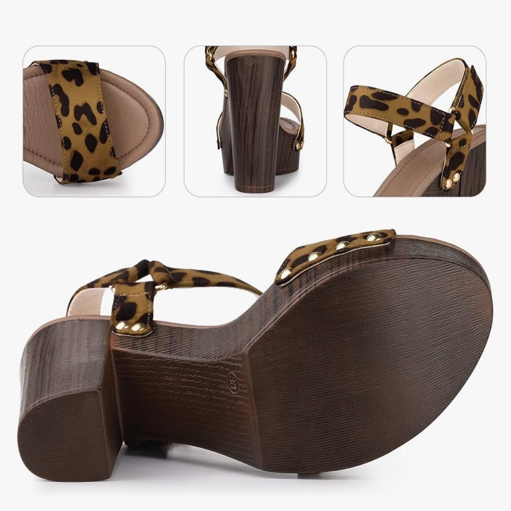 Perphy brand Stylish Leopard Print Platform Sandals - Picture 3 of 4